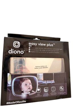 Diono Easy View Plus Back Seat Mirror W/ Remote Light For Rear-Facing Babies Nig